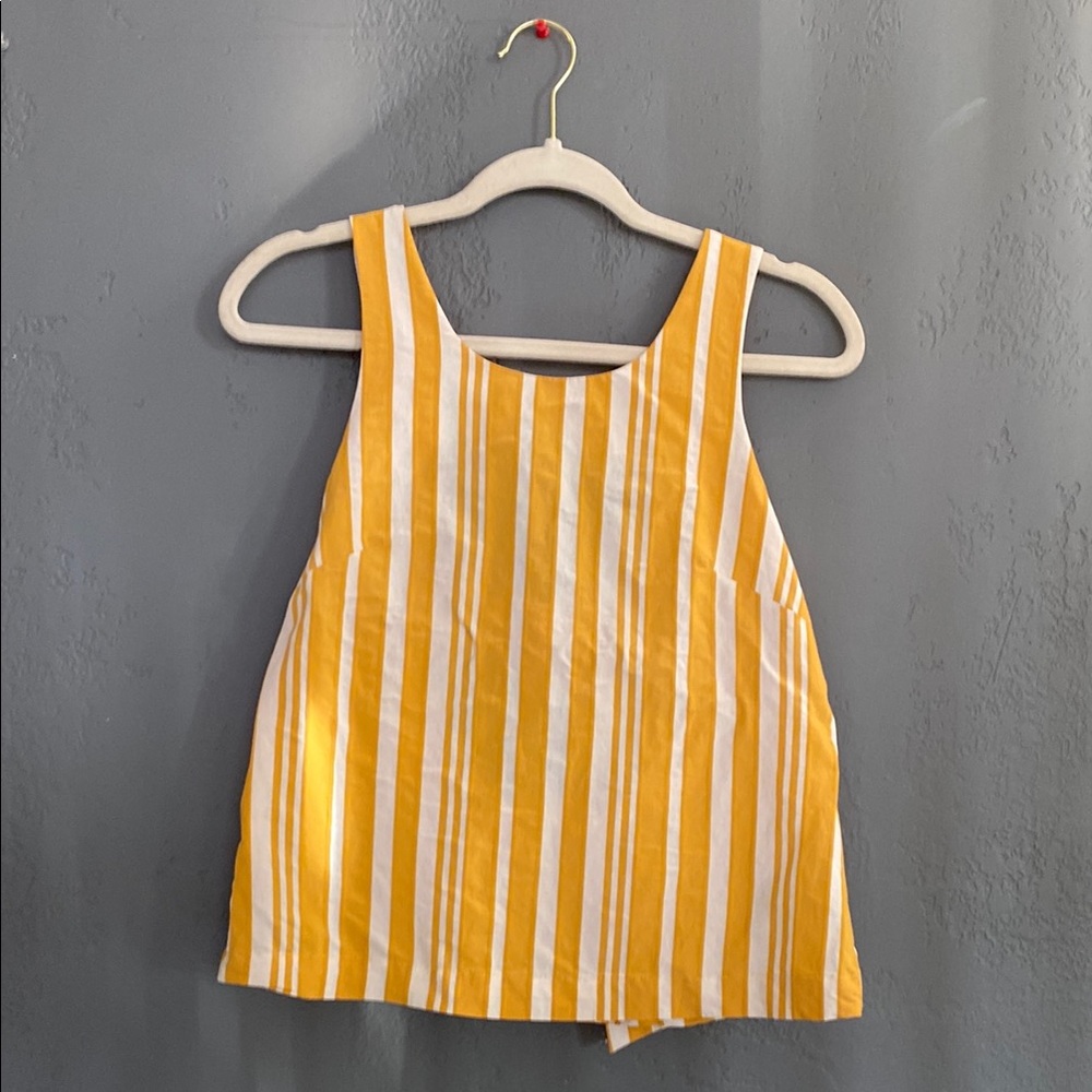 Chinti & Parker Parasol Tie Back Yellow and White Striped Tank Top Size 2